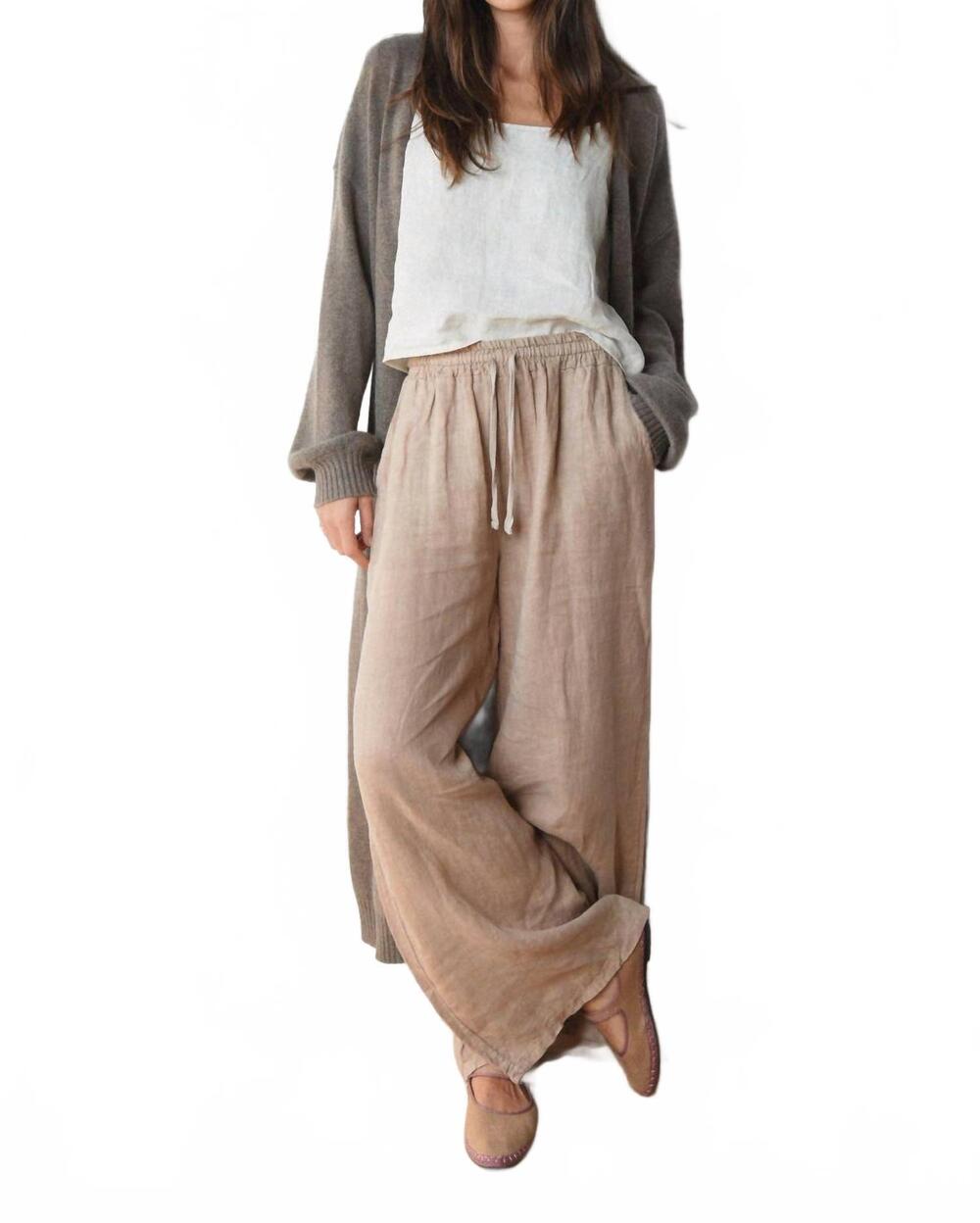 NEW BEACHWOOD THE LABEL isla linen pants in beige